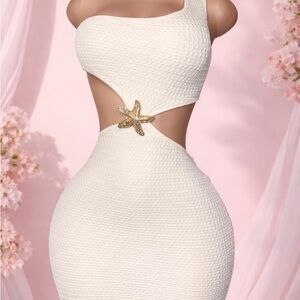 Elegant White Cut-Out Dress